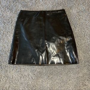 H&M Faux Patent Leather Black Mini Skirt